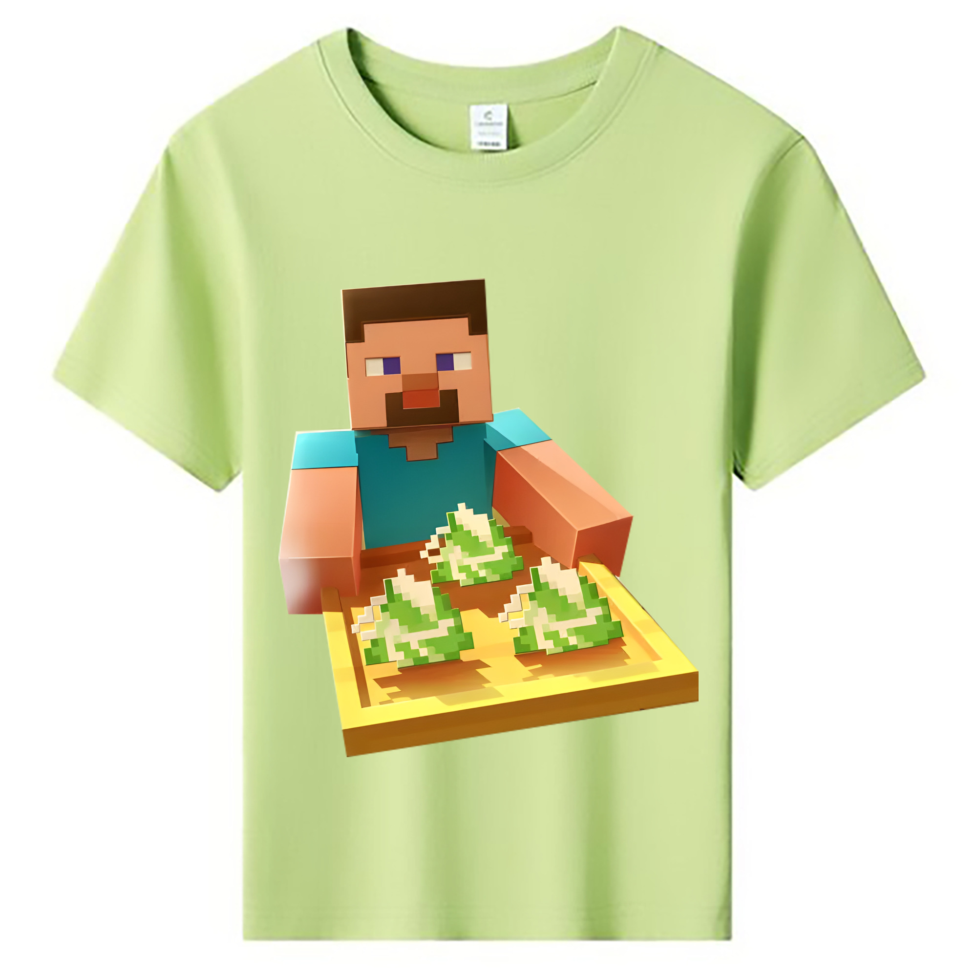 （画像用） マインクラフト ブロックの世界 Minecraft MC Block world 綿100％キッズTシャツ（フロントプリント）